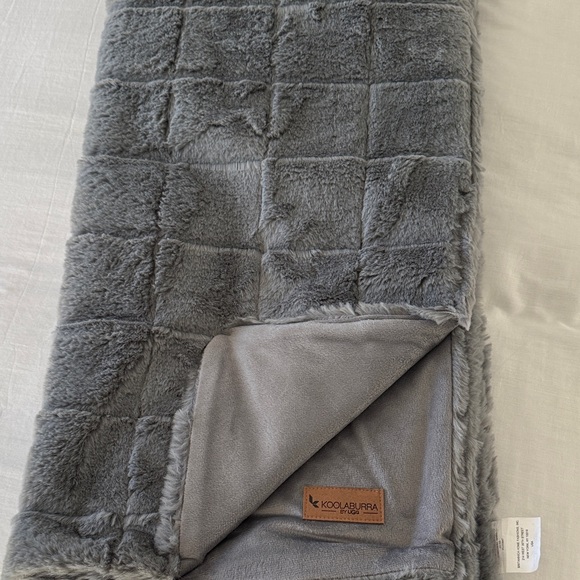 UGG Gray Plush Blanket - Picture 1 of 3